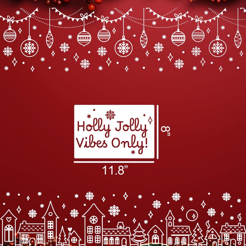 zosylley Christmas Stencils for Window Glass Large Christmas Stencils for Crafts Reusable Xmas Village House Holiday Stencil for Painting on Wood Wall Fabrics Decor - Image 2